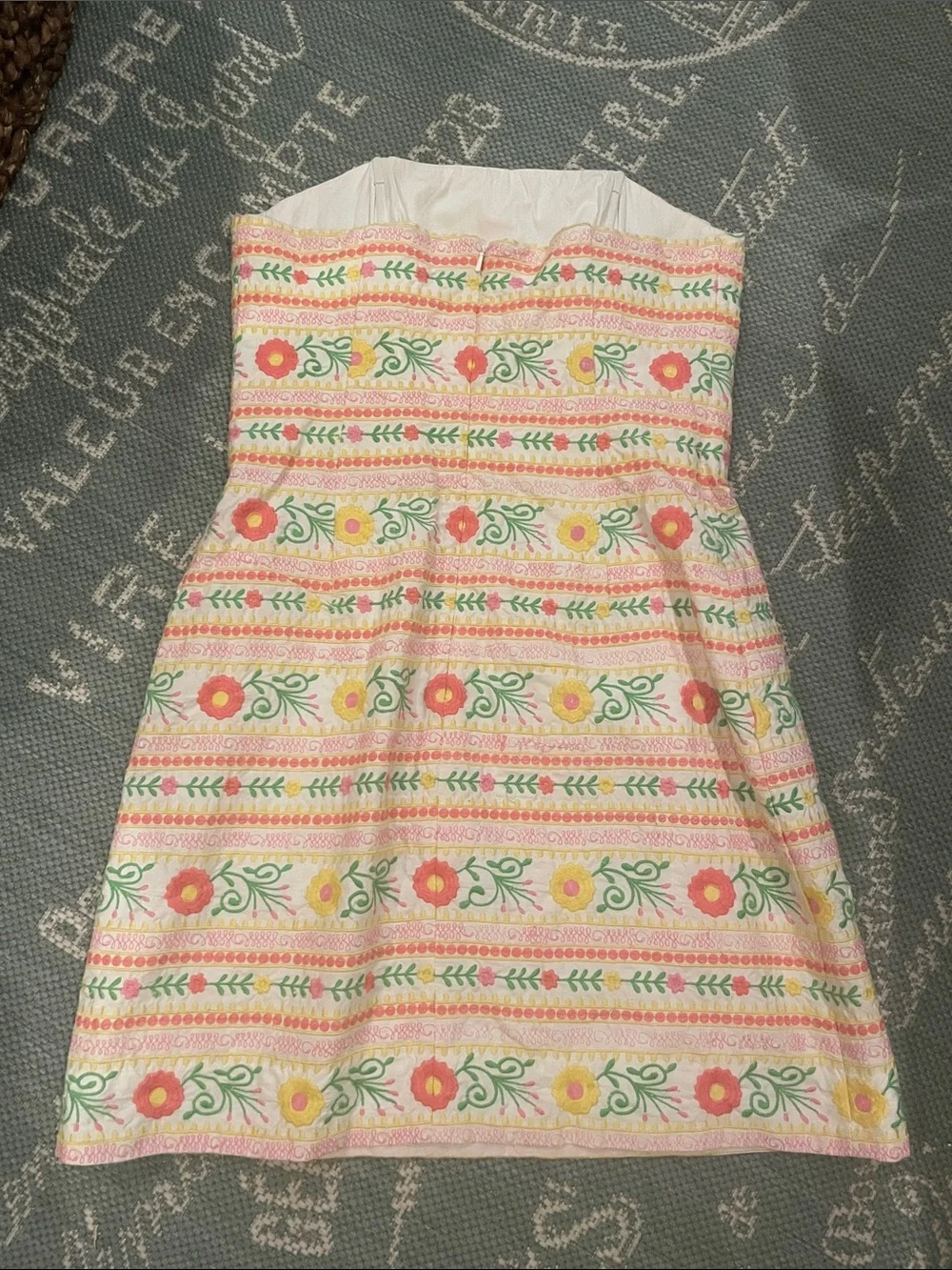Lilly Pulitzer Strapless Floral Stripe Dress in Pink, Yellow, Green - Picture 2 of 3